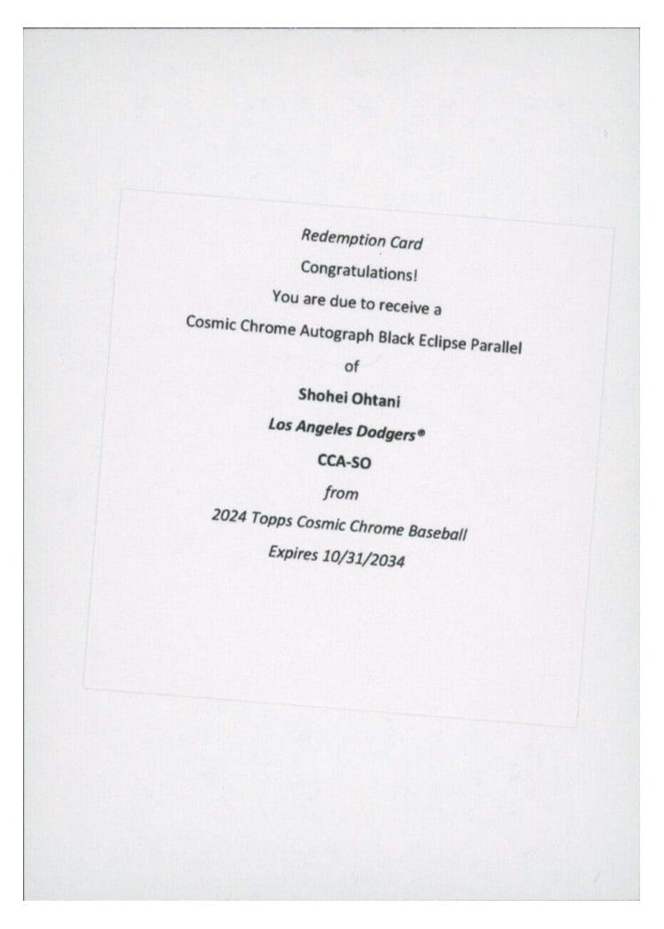 2024 Topps Cosmic Chrome Autographs Shohei Ohtani #CCA-SO card