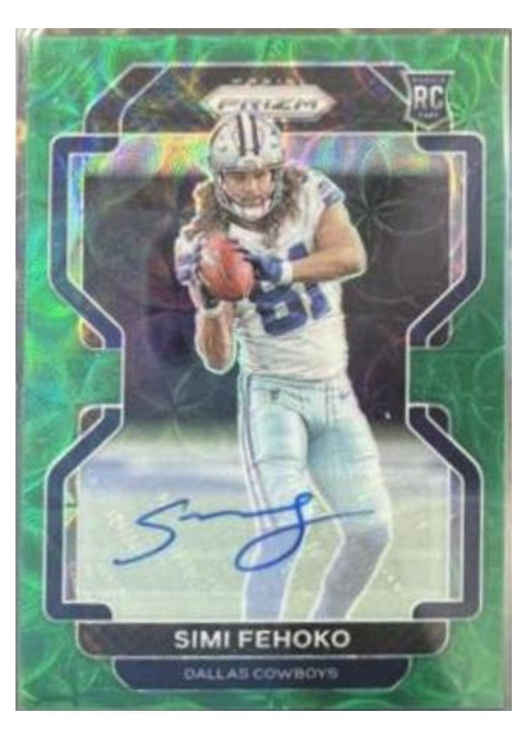 2021 Panini Prizm Base Set Simi Fehoko Autograph Green Shimmer #371 card