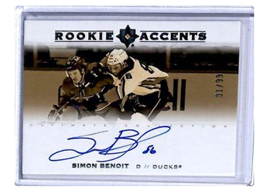 2021-22 Upper Deck Ultimate Collection Rookie Accents Simon Benoit #RA-SB card