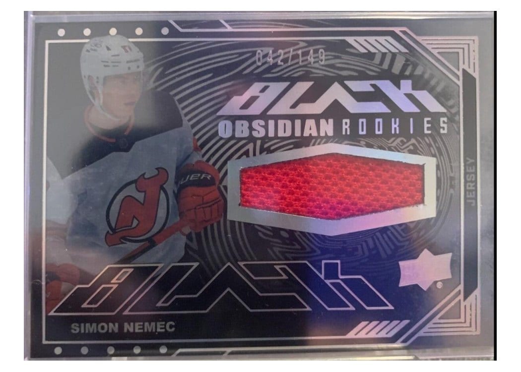 2023-24 SPx UD Black Obsidian Rookie Jerseys Simon Nemec #ORJ-SN card