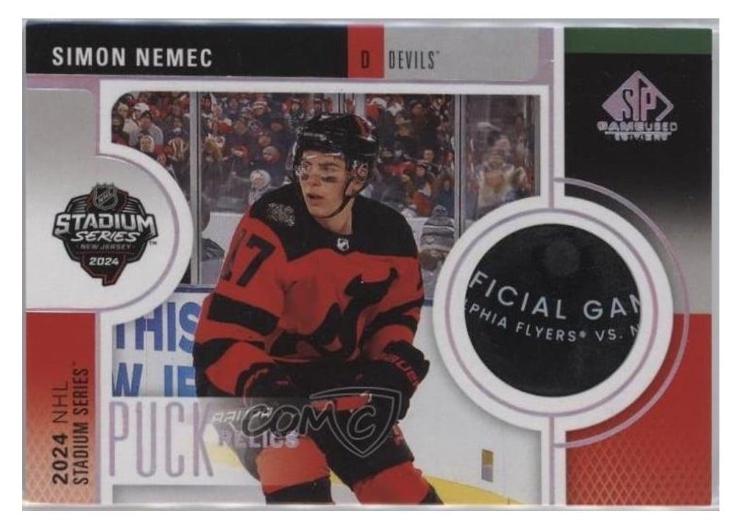 2024-25 SP Game Used 2024 Stadium Series Devils-Flyers Puck Relics Simon Nemec #SSP-SN