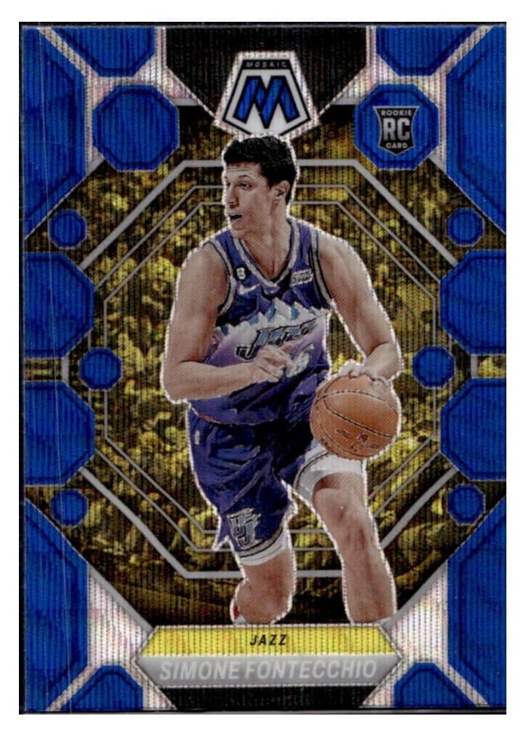 2022-23 Panini Mosaic Base Set Simone Fontecchio Blue Wave #232 card