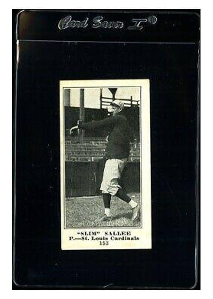 1916 M101 4 Sporting News 'Slim' Sallee #153 card