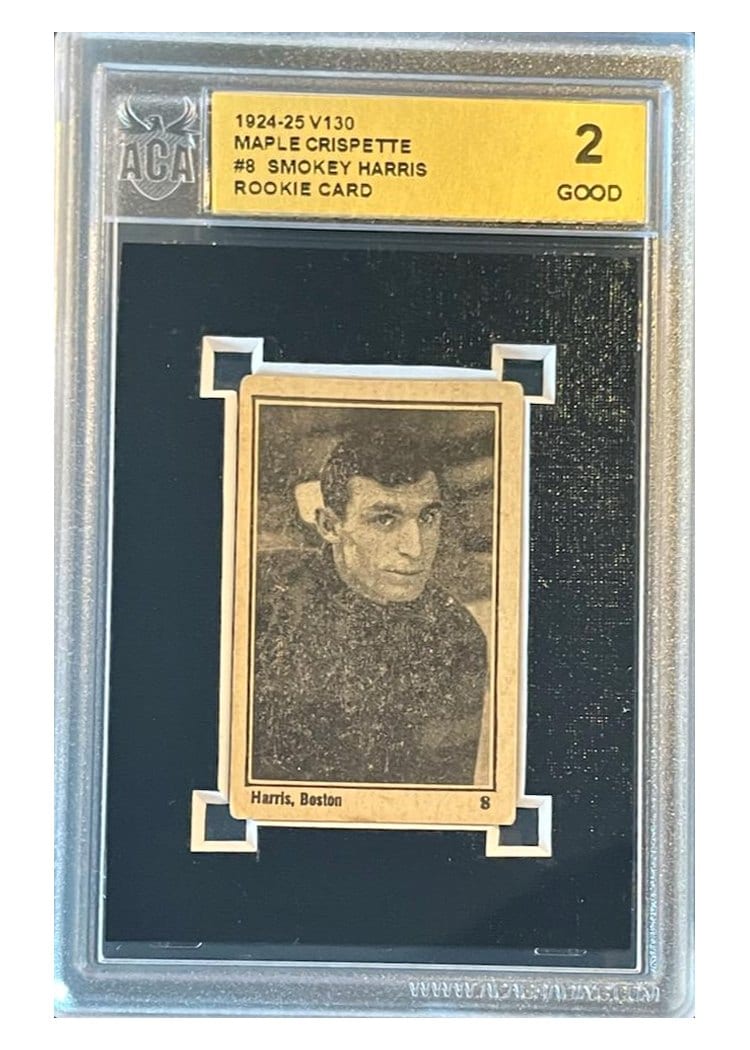 1924 V130 Maple Crispette Smokey Harris #8 card