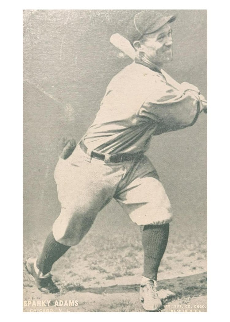 1927 Exhibits Green Tint Sparky Adams card