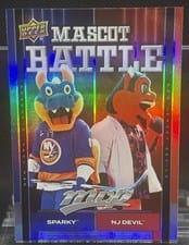 2025-26 Upper Deck MVP Mascot Battle Sparky The Dragon/N.J. Devil #MB-11 card