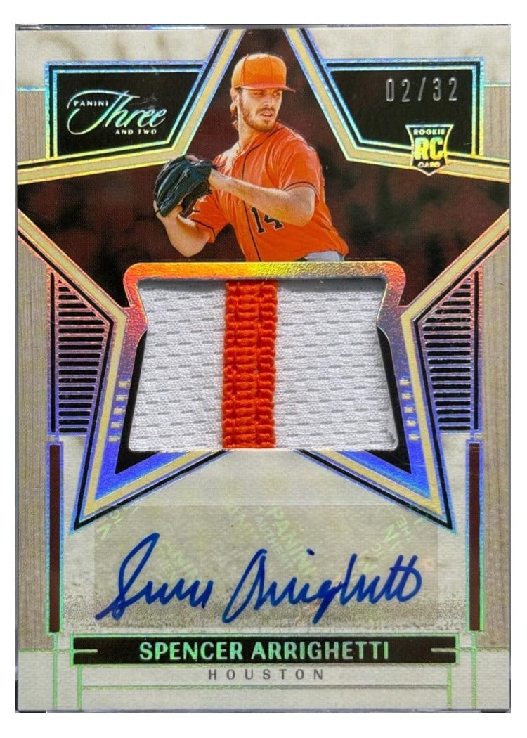 2024 Panini Three and Two Lone Star Signatures Swatches Spencer Arrighetti #7 card