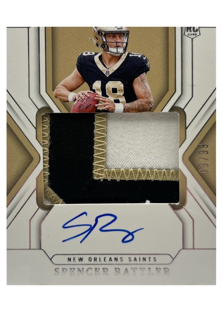 2024 Panini National Treasures Base Set Spencer Rattler Patch Autograph #171 card