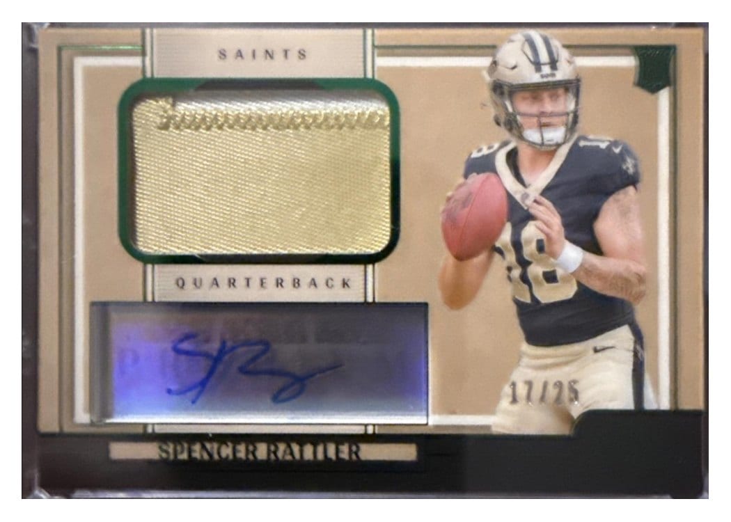 2024 Panini One Premium Rookie Patch Autographs Spencer Rattler #115 card