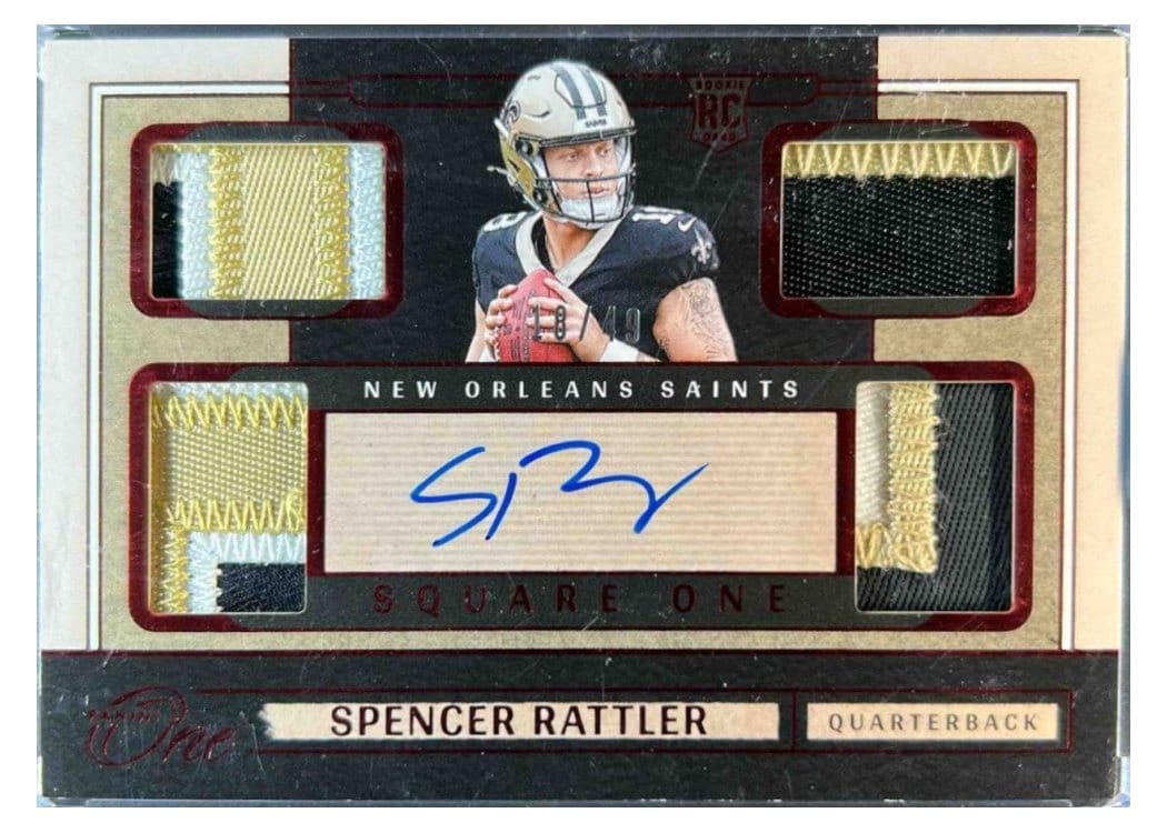 2024 Panini One Rookie Dual Patch Autographs Spencer Rattler #49 card