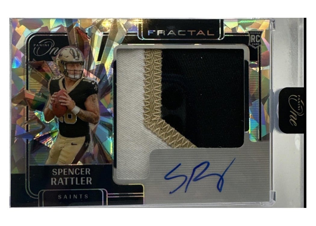 2024 Panini One Rookie Fractal Autographs Spencer Rattler #404 card
