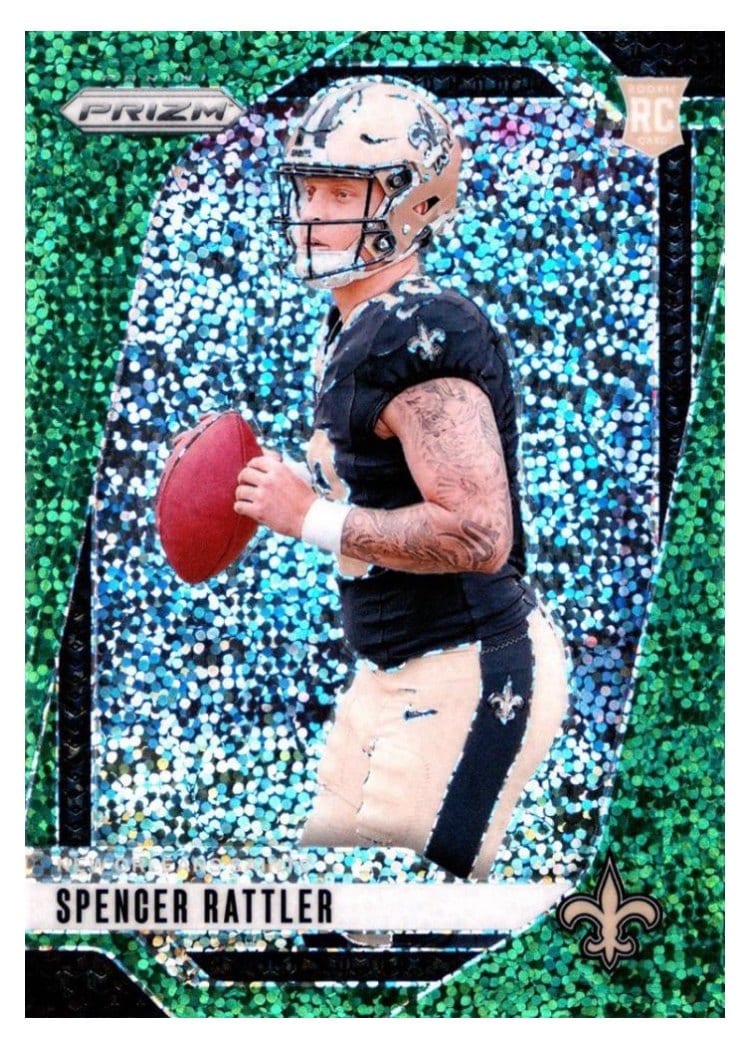 2024 Panini Prizm Base Set Spencer Rattler Green Sparkle #388 card