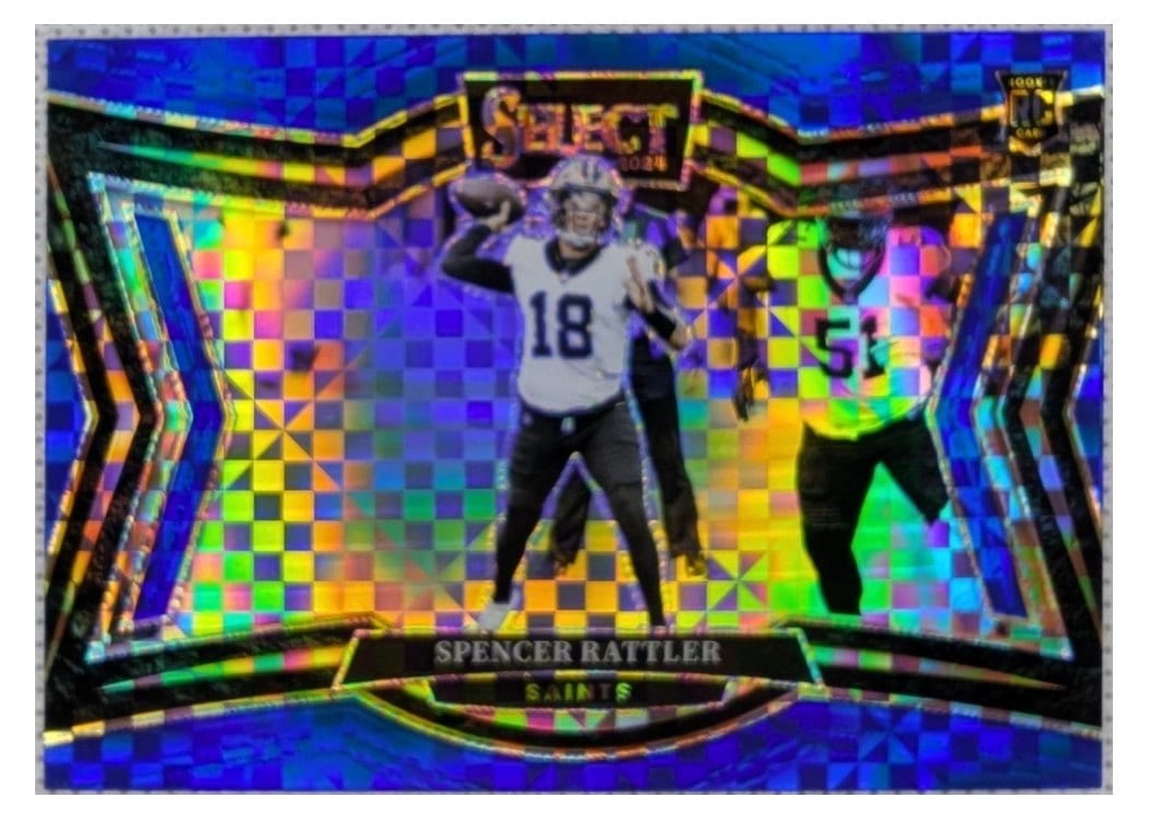 2024 Panini Select Base Set Spencer Rattler Blue Prizm #493 card