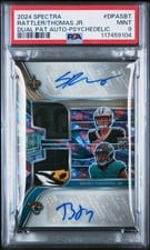 2024 Panini Spectra Dual Patch Autographs (Hyper) Spencer Rattler / Brian Thomas Jr. #DPA-SBT card