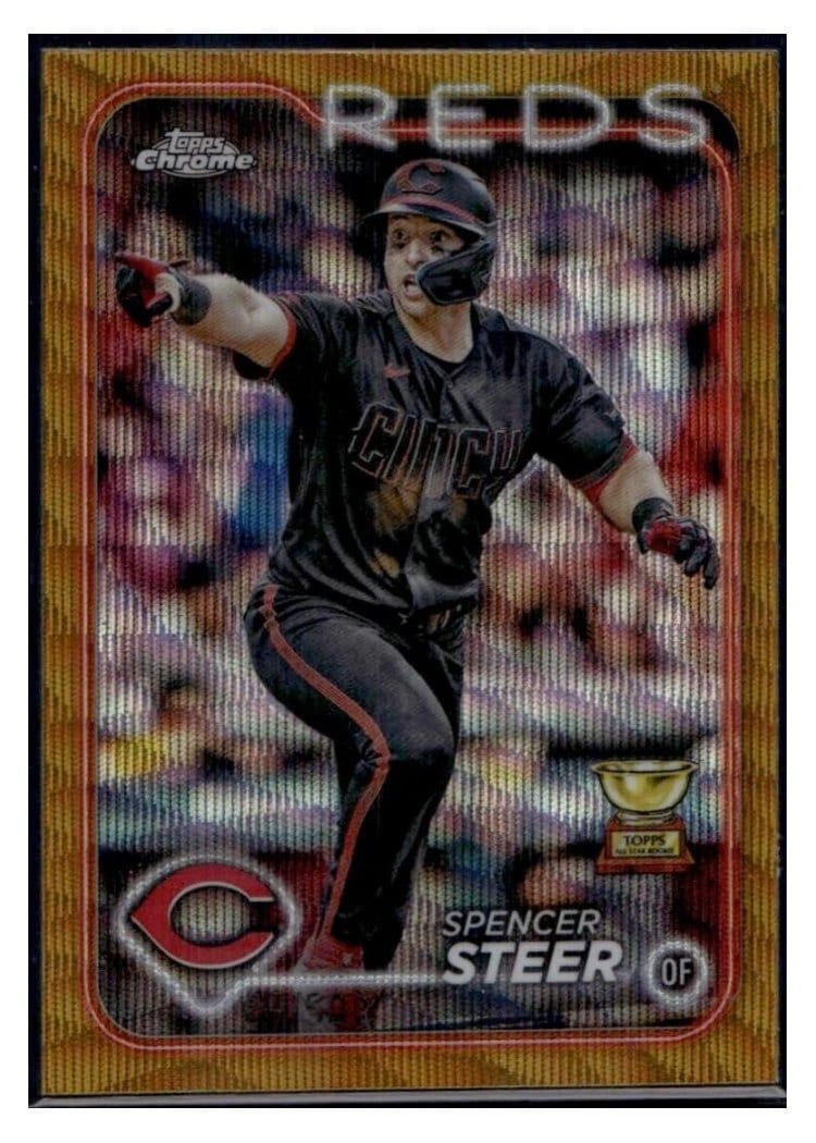 2024 Topps Chrome Spencer Steer Gold Wave Refractor #104 card