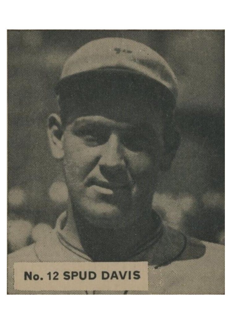 1936 World Wide Gum Spud Davis #12 card