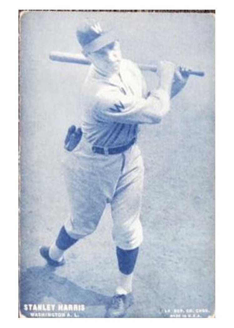 1928 Exhibits Stanley Harris card