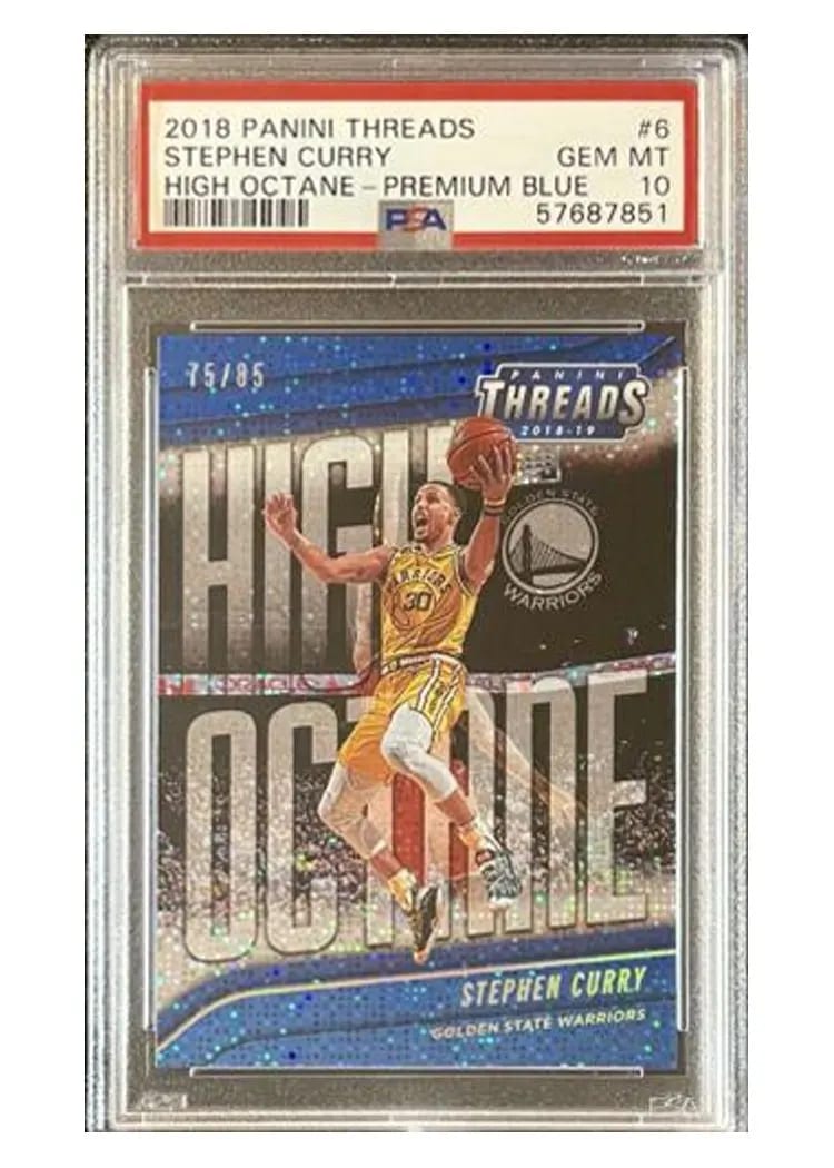 2018 Panini Threads High Octane Stephen Curry Premium Blue #6 card