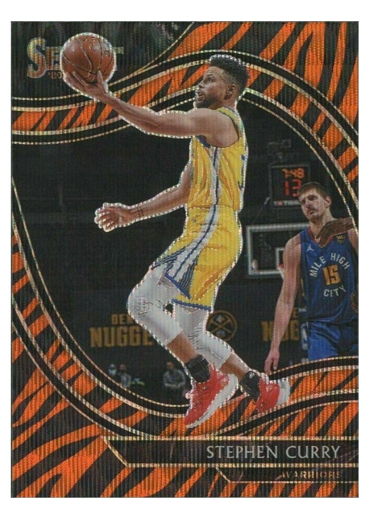 2020-21 Panini Select Base Set Stephen Curry Tiger Prizm #204 card