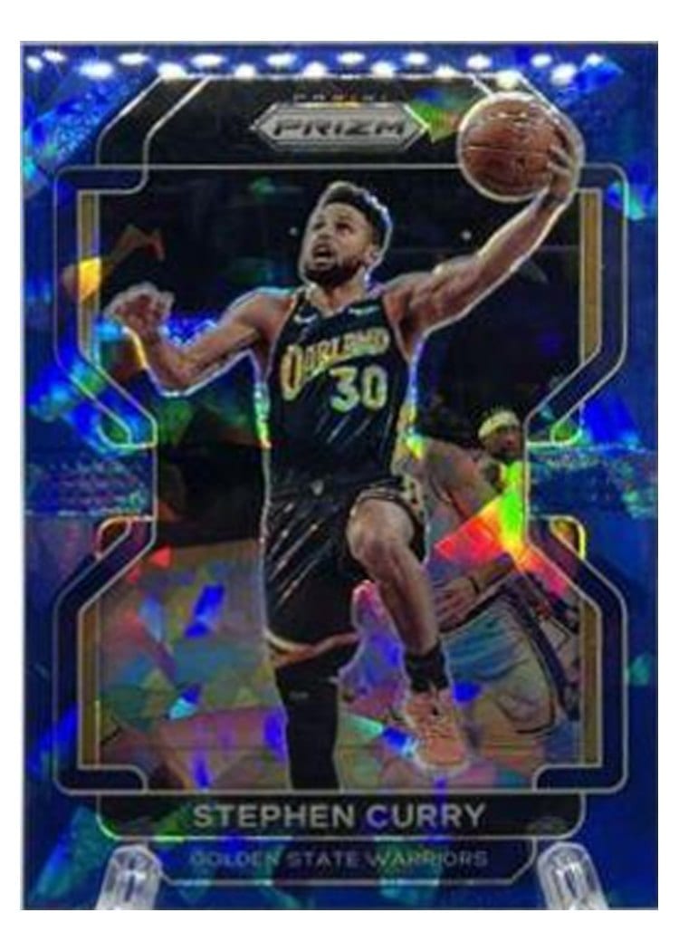 2021-22 Panini Prizm Base Set Stephen Curry Blue Ice Prizm #154 card