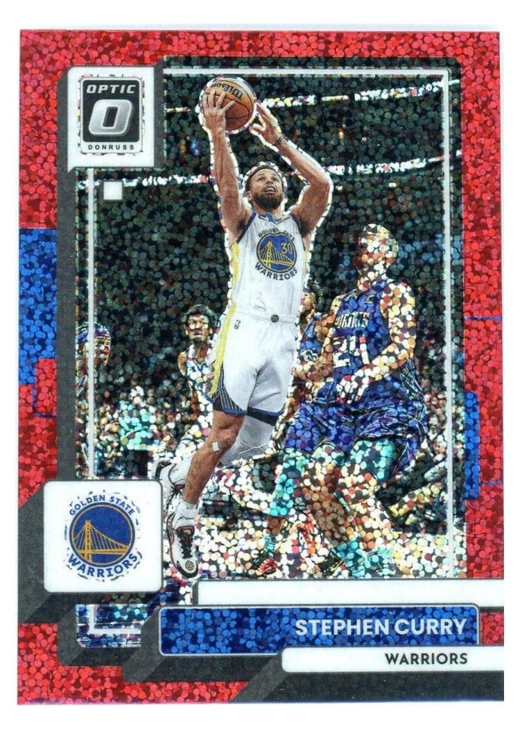 2022-23 Donruss Optic Base Set Stephen Curry Red Sparkle #96 card