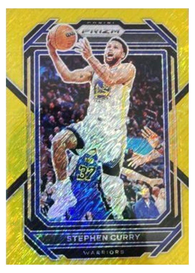 2022-23 Panini Prizm Base Set Stephen Curry Gold Shimmer Prizm #101 card