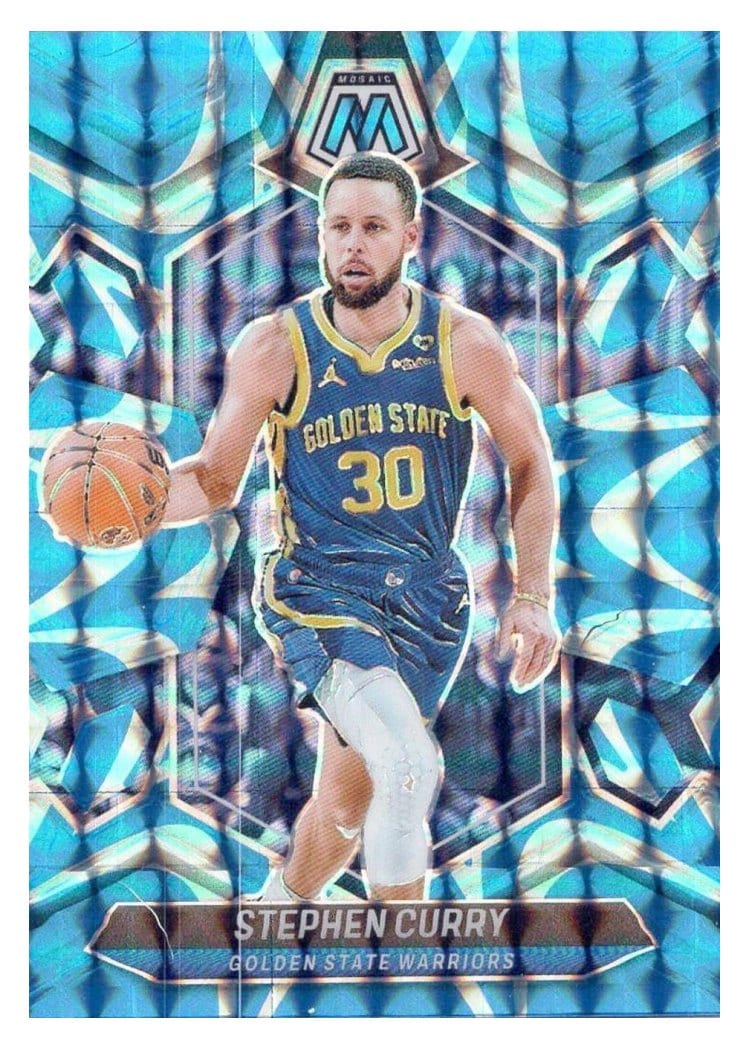 2023-24 Panini Mosaic Base Set Stephen Curry Reactive Blue #3 card