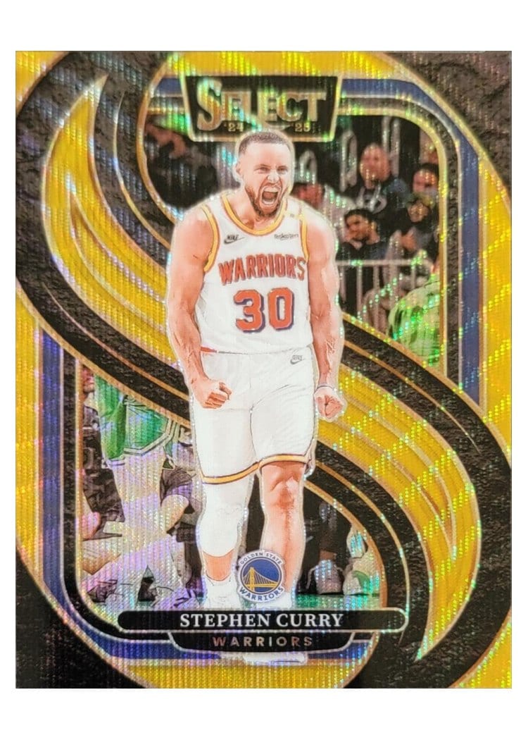 2024-25 Panini Select Base Set Stephen Curry Gold Prizm #143 card