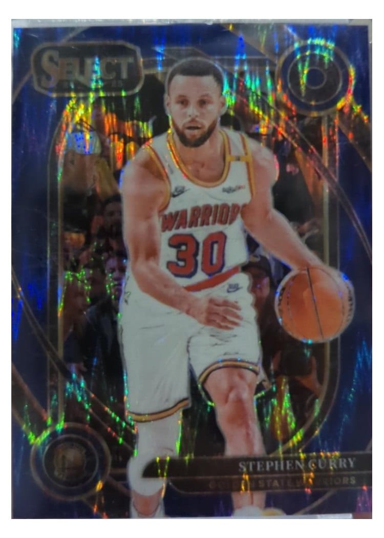 2024-25 Panini Select Base Set Stephen Curry Blue Flash Prizm #209 card