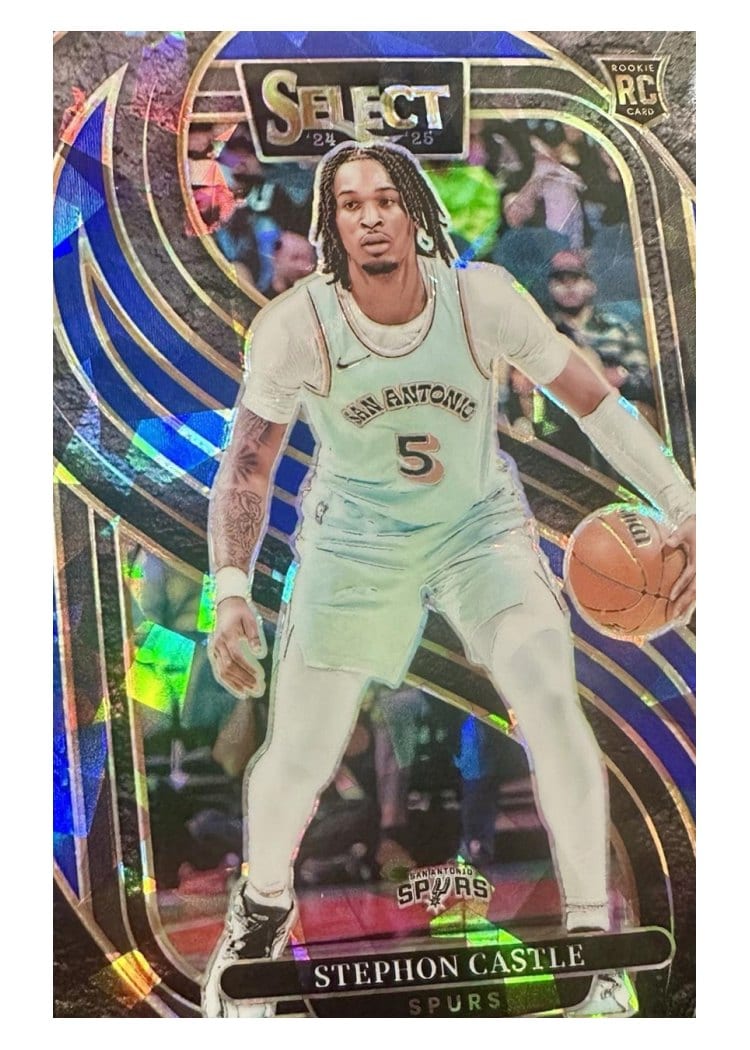 2024-25 Panini Select Base Set Stephon Castle Blue Cracked Ice Prizm #175 card