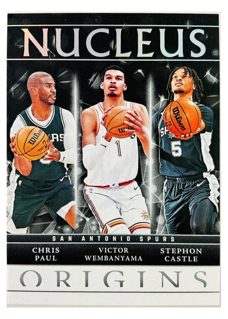 2024-25 Panini Origins Nucleus Set Stephon Castle/Victor Wembanyama/Chris Paul #17 card