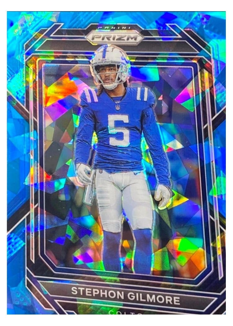 2022 Panini Prizm Base Set Stephon Gilmore Blue Ice #128 card