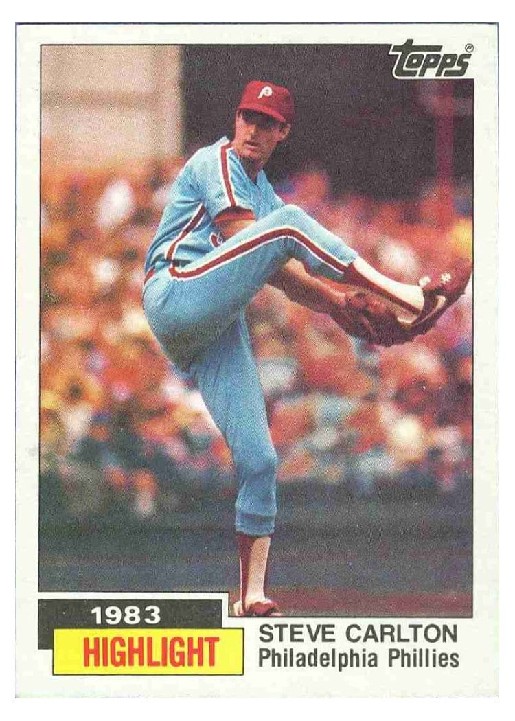 1984 Topps Base Set Steve Carlton #1 card