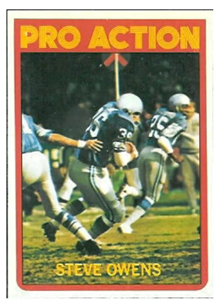 1972 Topps Steve Owens In Action #347 card