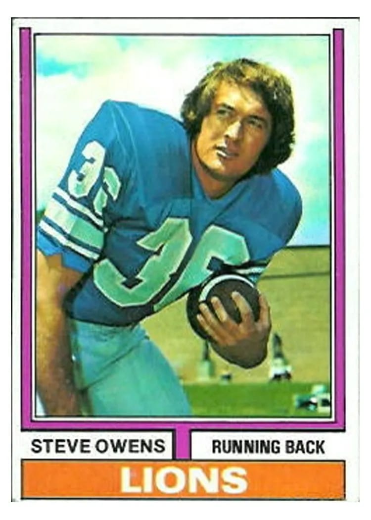 1974 Topps Steve Owens #52 card