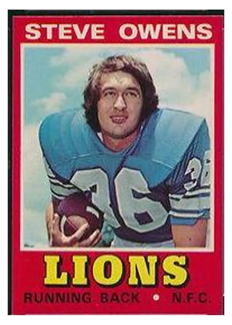 1974 Wonder Bread Steve Owens #28 card