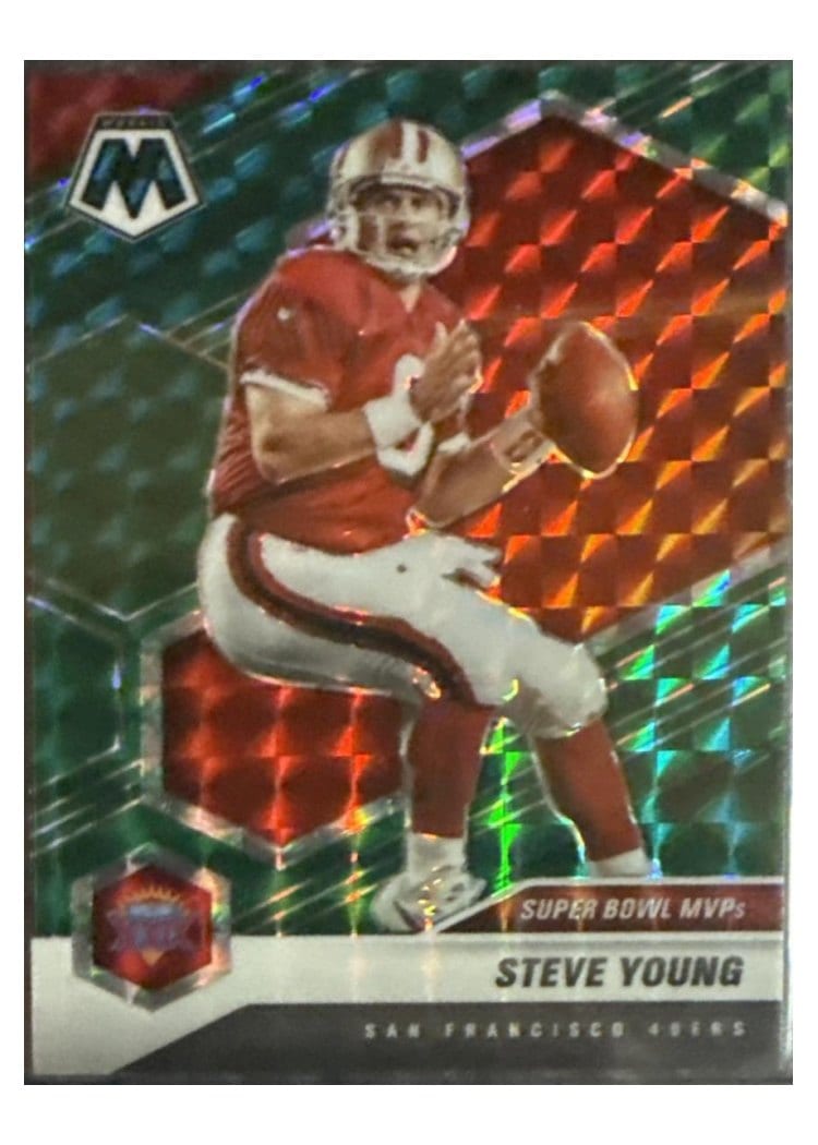 2021 Panini Mosaic Steve Young Choice Fusion Red & Green #299 card