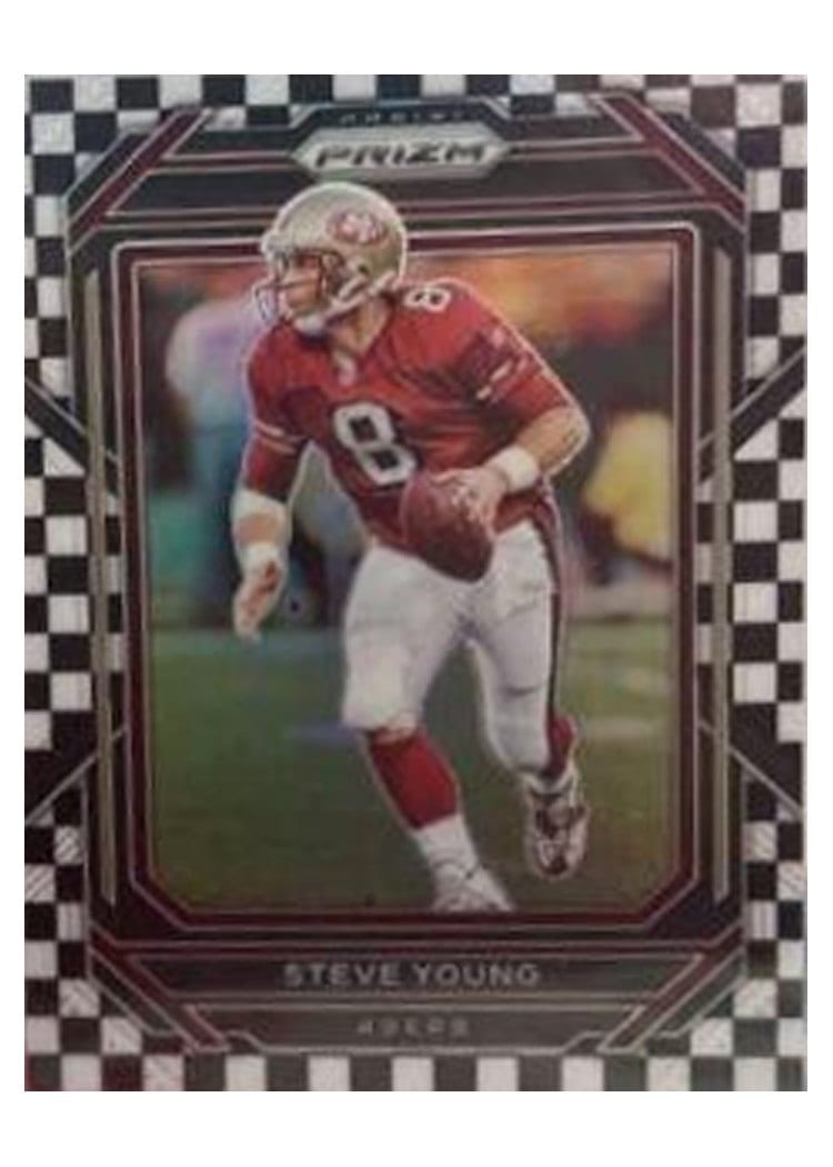 2022 Panini Prizm Base Set Steve Young Black White Checker #271 card