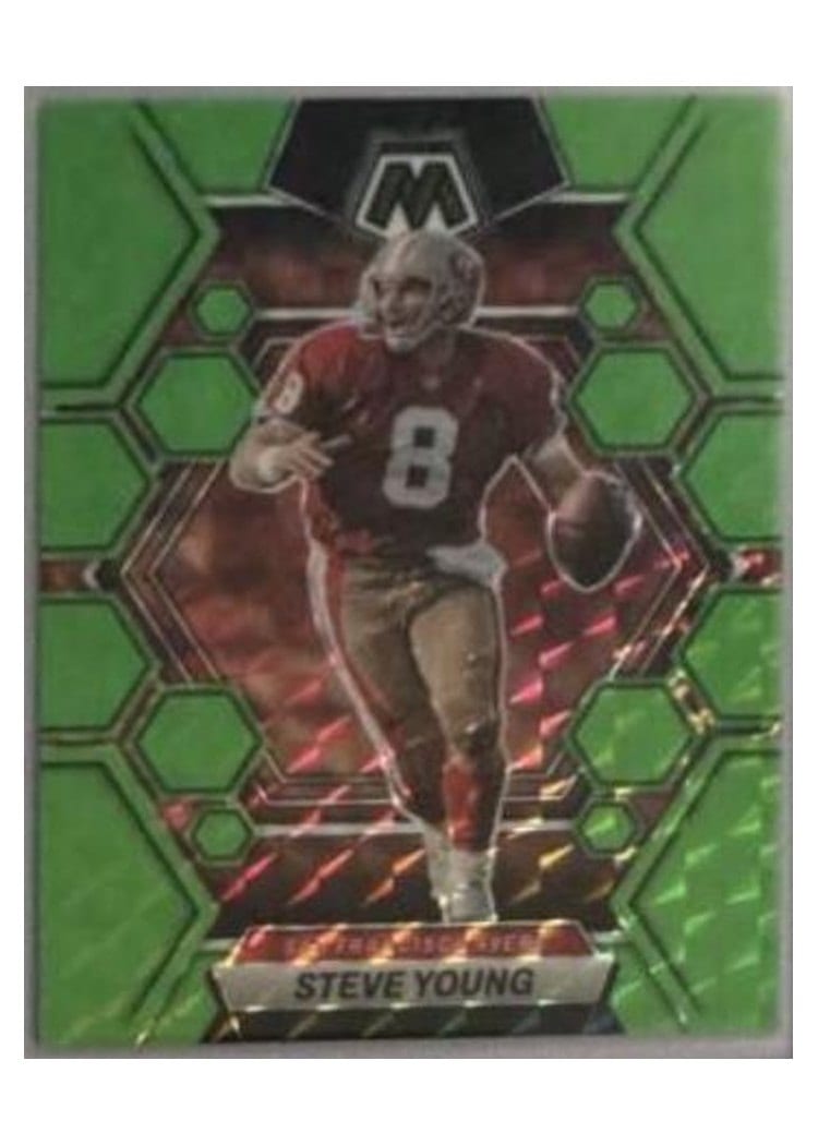 2023 Panini Mosaic Base Set Steve Young Green Fluorescent #218 card