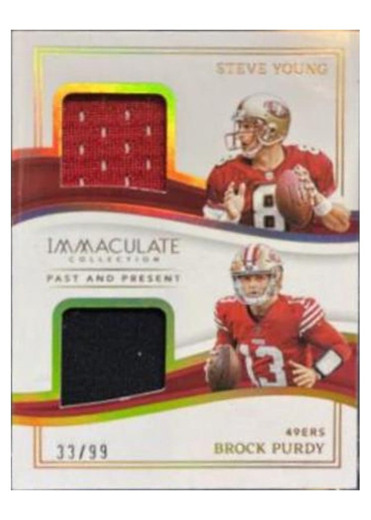 2023 Panini Immaculate Collection Past and Present Materials Steve Young/Brock Purdy #6 card