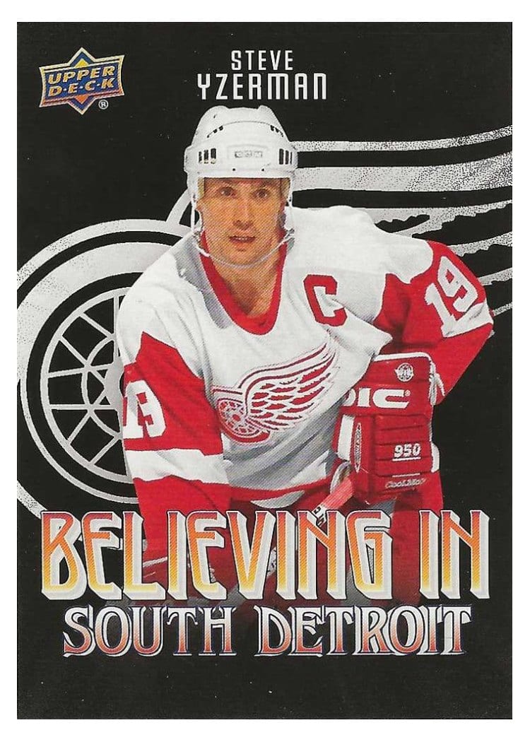 2025-26 Upper Deck Detroit Red Wings Centennial Believing in South Detroit Auto Steve Yzerman #BSD-10 card