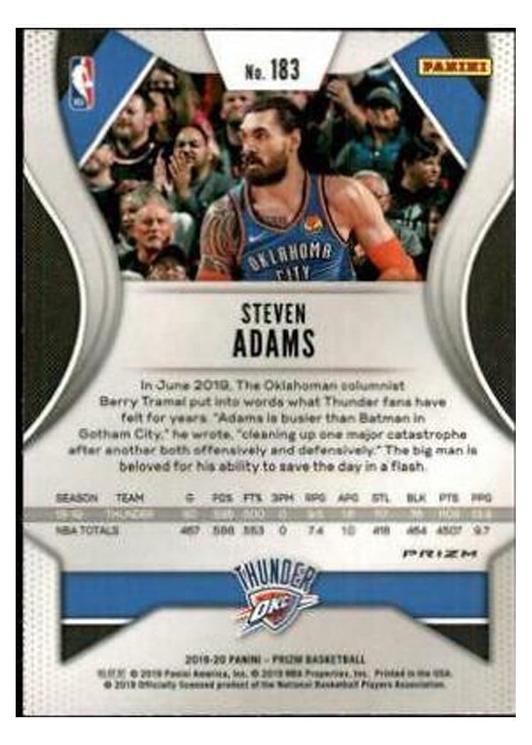 2019-20 Panini Prizm Base Set Steven Adams #183 card