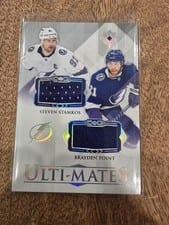 2023-24 Upper Deck Ultimate Collection Ulti-Mates Dual Jersey Steven Stamkos/Brayden Point #UTM-SP card