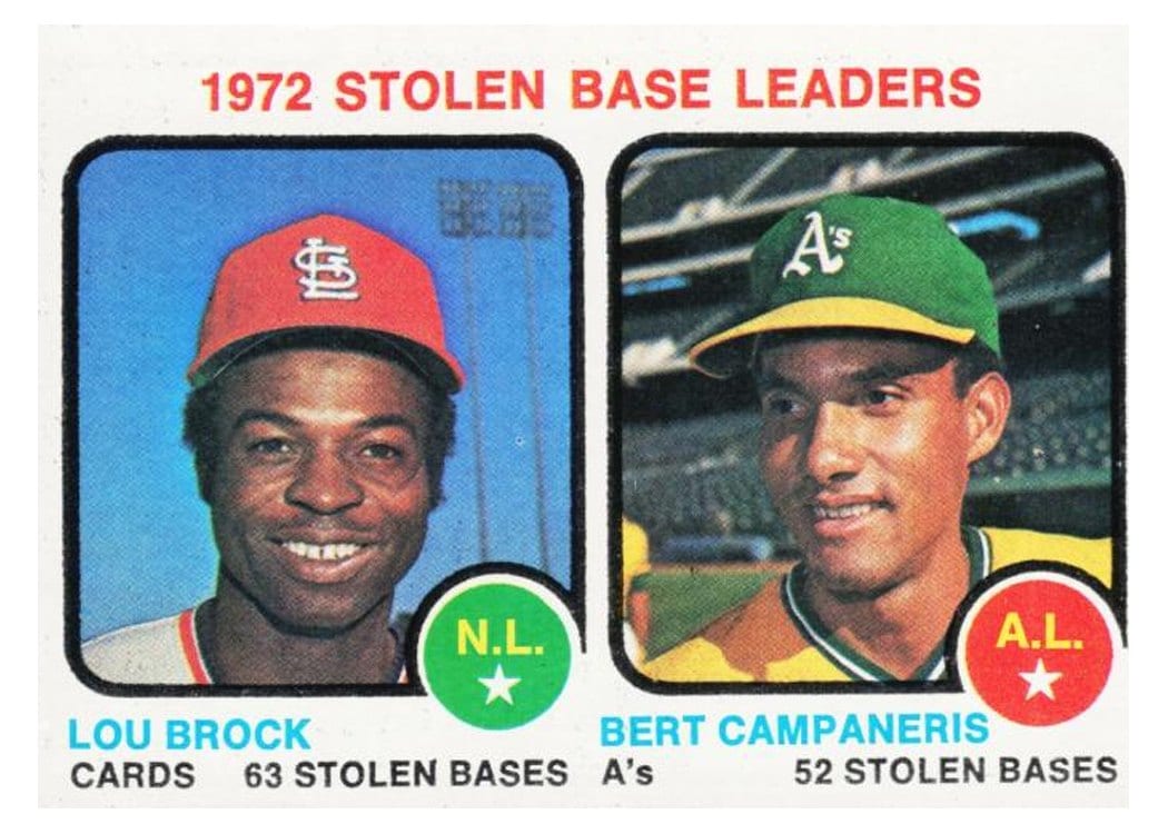 1973 Topps Stolen Base Leaders: Brock, Campaneris #64 card