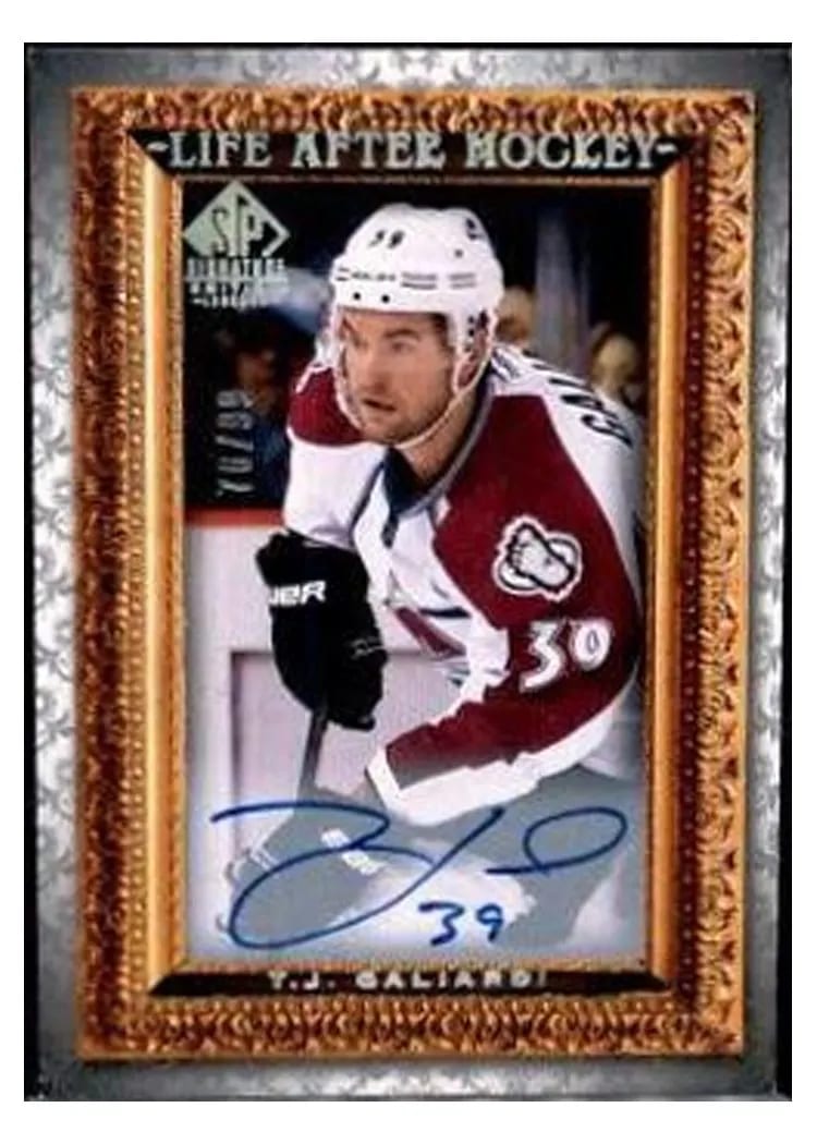 2020-21 SP Signature Edition Legends Life After Hockey T.J. Galiardi #LA-19 card