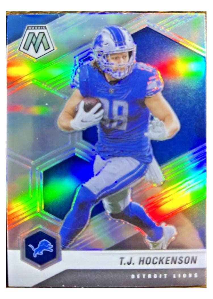 2021 Panini Mosaic Base Set T.J. Hockenson Silver #74 card