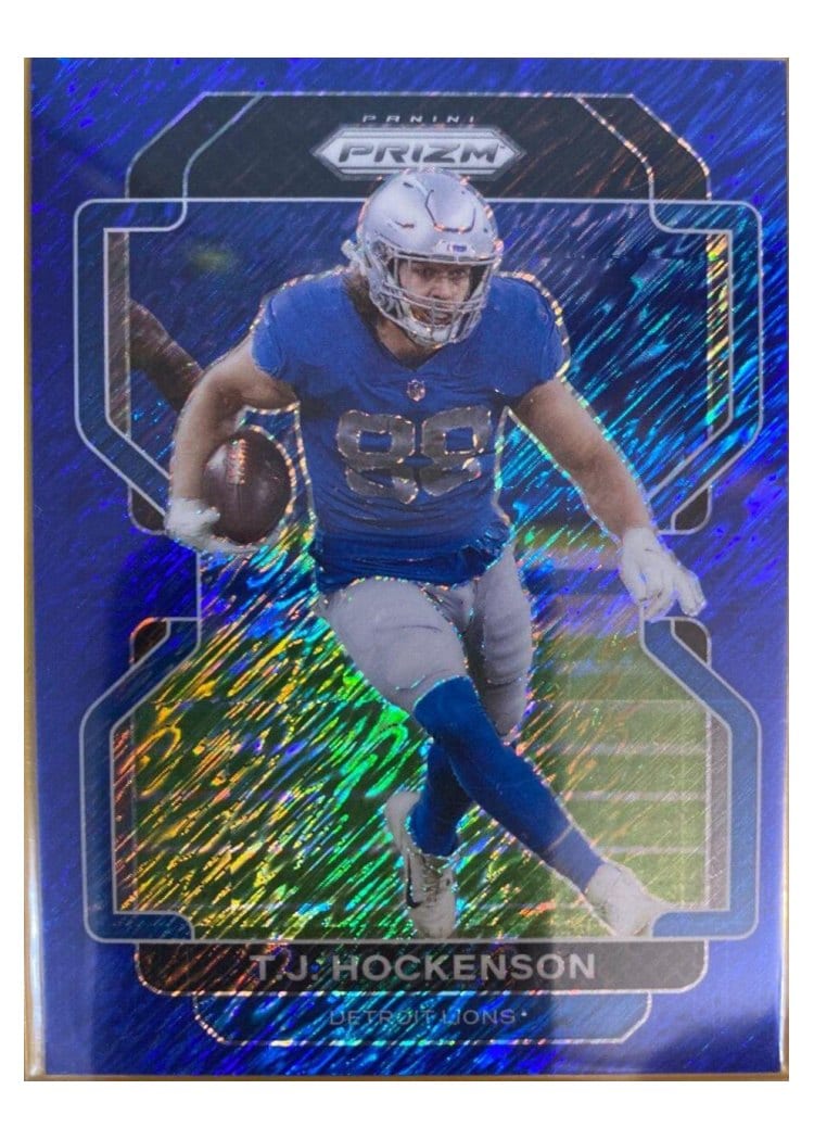 2021 Panini Prizm Base Set T.J. Hockenson Blue Shimmer #147 card
