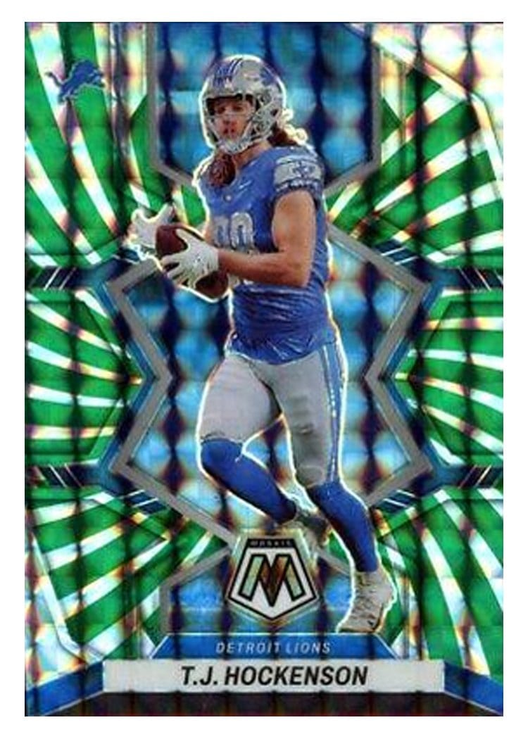2022 Panini Mosaic Base Set T.J. Hockenson Green Swirl #68 card