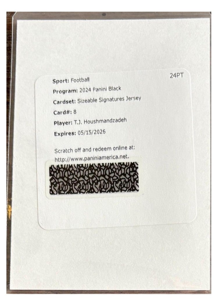 2024 Panini Black Sizeable Signatures Jersey T.J. Houshmandzadeh #8 card