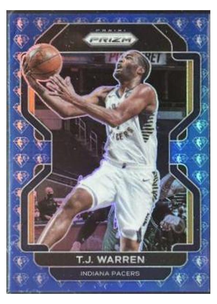 2021-22 Panini Prizm Base Set T.J. Warren 75th Anniversary Red Diamond Prizm #90 card